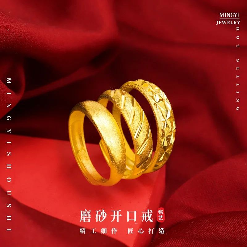 9999 24K gold fashionable luxury couple gold ring, paired rings, open gold jewelry