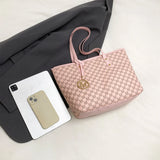 Fashion M Letter Print  Tote Bag PU Letter Pendant Large Capacity Handbag Water Resistant Shoulder Bag for Commuting Shopping