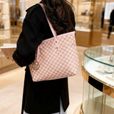 Fashion M Letter Print  Tote Bag PU Letter Pendant Large Capacity Handbag Water Resistant Shoulder Bag for Commuting Shopping