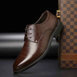 Men Dress Shoes Lace-Up Leather Shoes British Pointed Toe Office Oxford Shoes Wedding Party Flats Handmade Business Formal Shoe