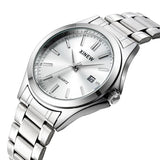 Genuine XINEW Brand Men Watches Students Fashion Casual Full Stainless Steel Band Simple Date Quartz Wrist Vintage Watch Silver