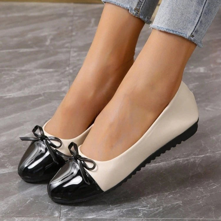 Women's Flat Shoes Comfort Non-slip Ladies Loafers Leather Flats Elegant Bowknot Women's Single Shoes