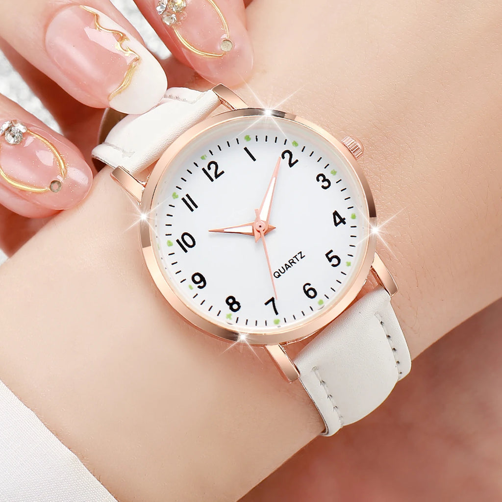 Fashion Women Watches Casual Arabic Dial Ladies Leather Band Quartz Watch Reloj Mujer Girls Clock Gift