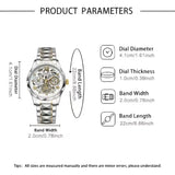 Luxury Skeleton Dial Men Business Watches Stainless Steel Calendar Quartz Wristwatch Clock Gift Relogio Masculino (Without Box）