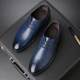 Men Dress Shoes Lace-Up Leather Shoes British Pointed Toe Office Oxford Shoes Wedding Party Flats Handmade Business Formal Shoe