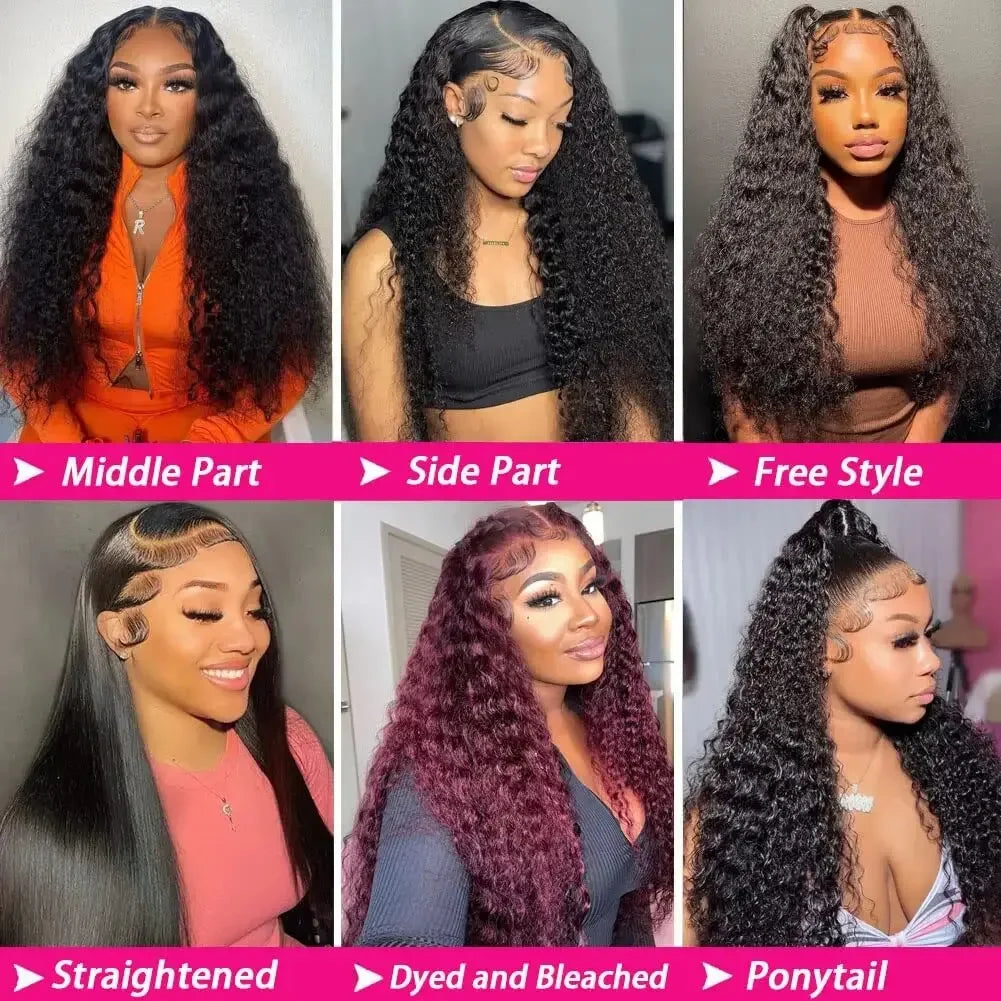 Deep Wave Glueless Invisible Strap 360 HD Full Lace Wig Human Hair 13x4 13x6 Water Wave Lace Front Wig 4x4 5x5 Closure Curly Wig