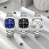 Genuine XINEW Brand Men Watches Students Fashion Casual Full Stainless Steel Band Simple Date Quartz Wrist Vintage Watch Silver