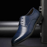 Men Dress Shoes Lace-Up Leather Shoes British Pointed Toe Office Oxford Shoes Wedding Party Flats Handmade Business Formal Shoe