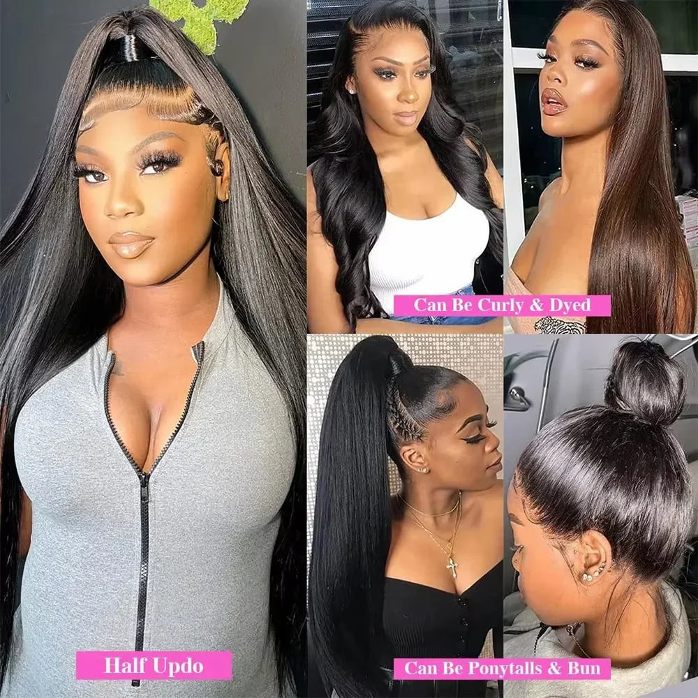 40 42 Inch 250 Density Frontal Wig For Black Women Brazilian Wigs Human Hair 5x5 Bone Straight HD Transparent Lace Front Wigs