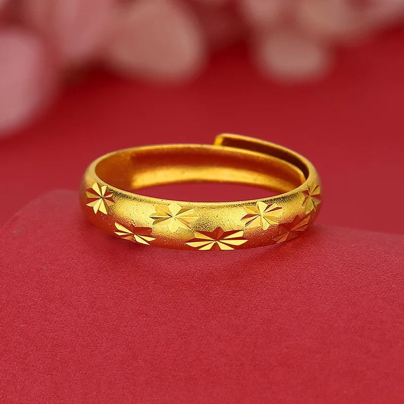 9999 24K gold fashionable luxury couple gold ring, paired rings, open gold jewelry