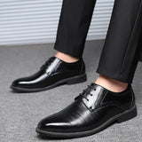 Men Dress Shoes Lace-Up Leather Shoes British Pointed Toe Office Oxford Shoes Wedding Party Flats Handmade Business Formal Shoe
