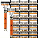 6-Layers Safety Razor Set High Quality Men Razor Sharp Stainless Steel Shaving Changeable Shaver Head Blade ﻿