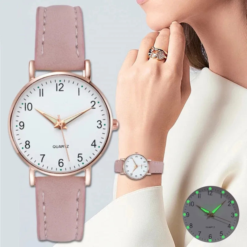 Fashion Women Watches Casual Arabic Dial Ladies Leather Band Quartz Watch Reloj Mujer Girls Clock Gift