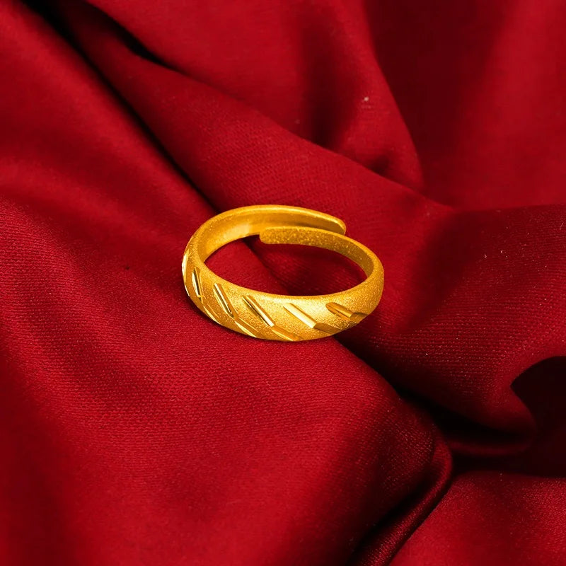 9999 24K gold fashionable luxury couple gold ring, paired rings, open gold jewelry