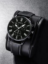 1/2PCS Set Couple Fashion Casual Leather Watches Ladies Simple Dial Quartz Wristwatches Dress Clock Montre Femme