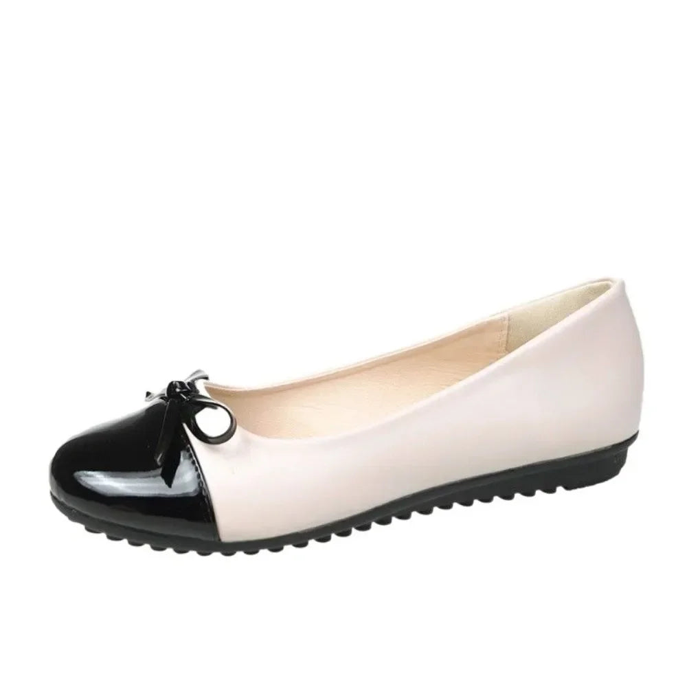 Women's Flat Shoes Comfort Non-slip Ladies Loafers Leather Flats Elegant Bowknot Women's Single Shoes