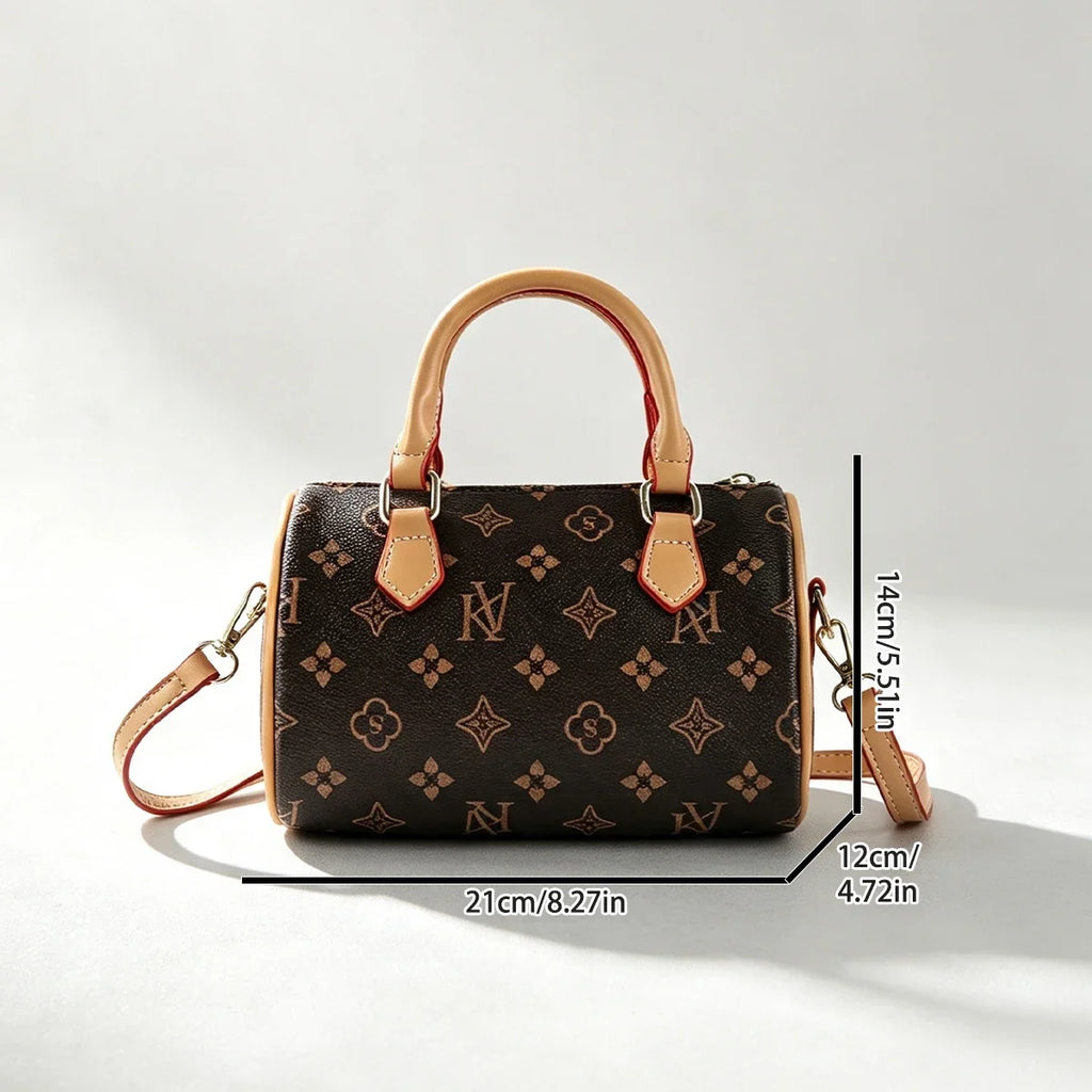 Old Money Vintage All-over Print Boston Bag Lightweight Geometric Top Handle Bag Crossbody Bag Daily Commuting Shoulder Bag