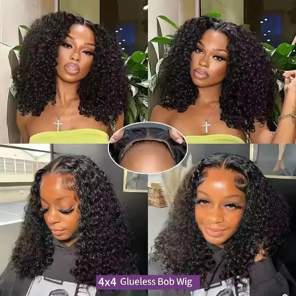 Short Bob Wig Curly Wigs Glueless Pre Plucked Human Hair Wigs Ready To Go 5X5 Pre Cut Wig 4X4 Deep Wave Closure Wigs For Women