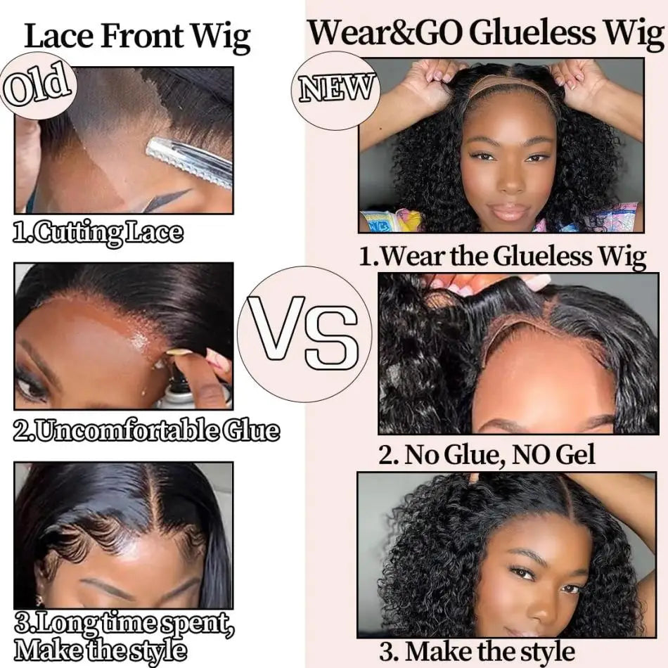 Short Bob Wig Curly Wigs Glueless Pre Plucked Human Hair Wigs Ready To Go 5X5 Pre Cut Wig 4X4 Deep Wave Closure Wigs For Women