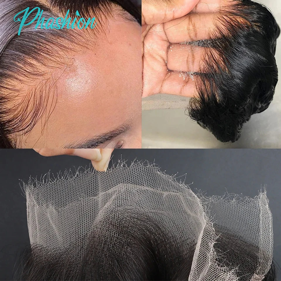 Phashion  HD 13x6 13x4 Lace Frontal Straight Pre Plucked 4X4 5x5 6x6 Swiss Full Body Closure Only Natural Black 100% Human Hair