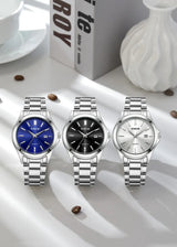 Genuine XINEW Brand Men Watches Students Fashion Casual Full Stainless Steel Band Simple Date Quartz Wrist Vintage Watch Silver