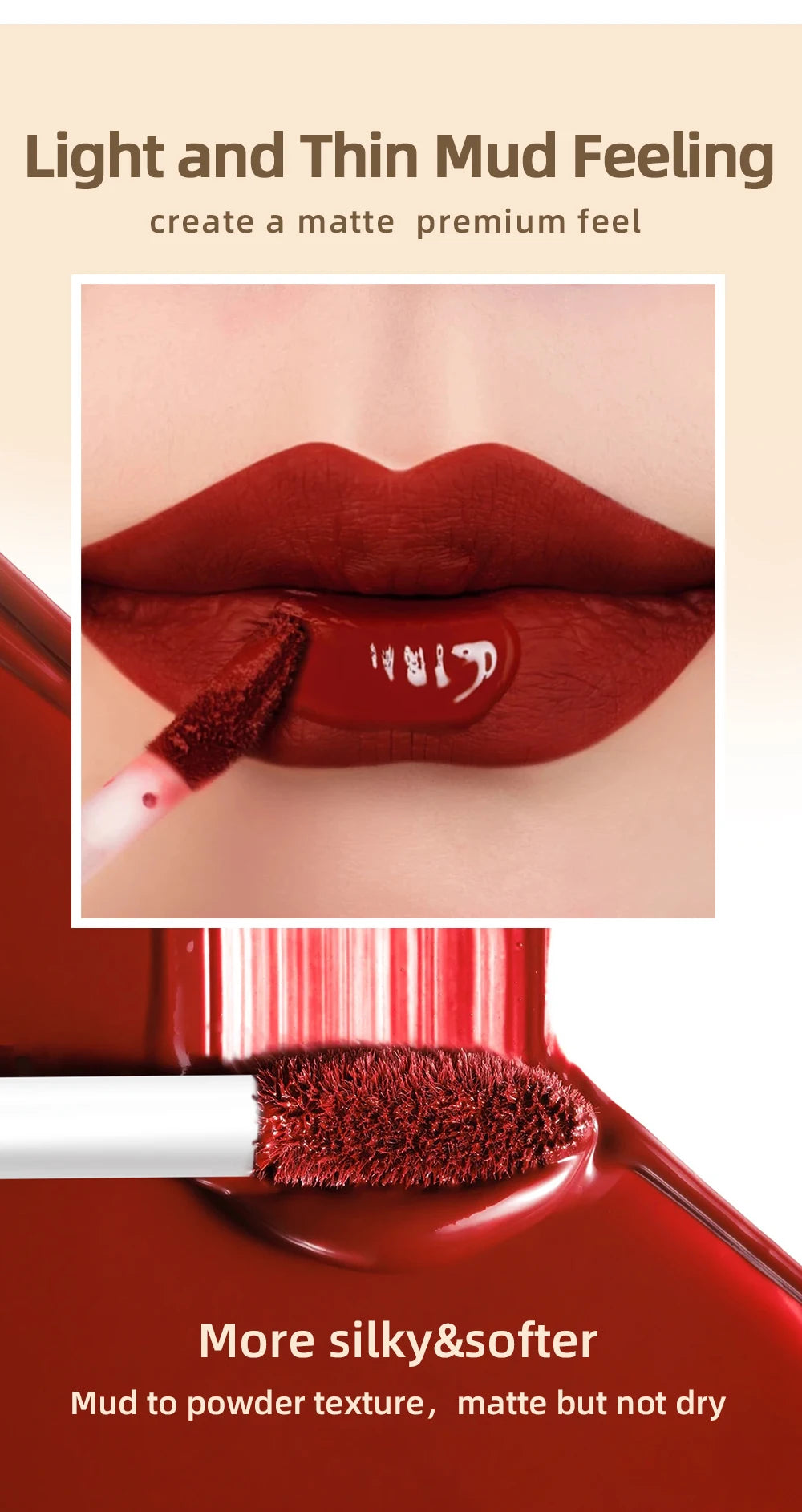 QIBEST Matte Liquid Lipstick Waterproof Long Lasting Velvet Lip Gloss Tint Tube Matte Nude Pigment Red Lipgloss Lips Makeup