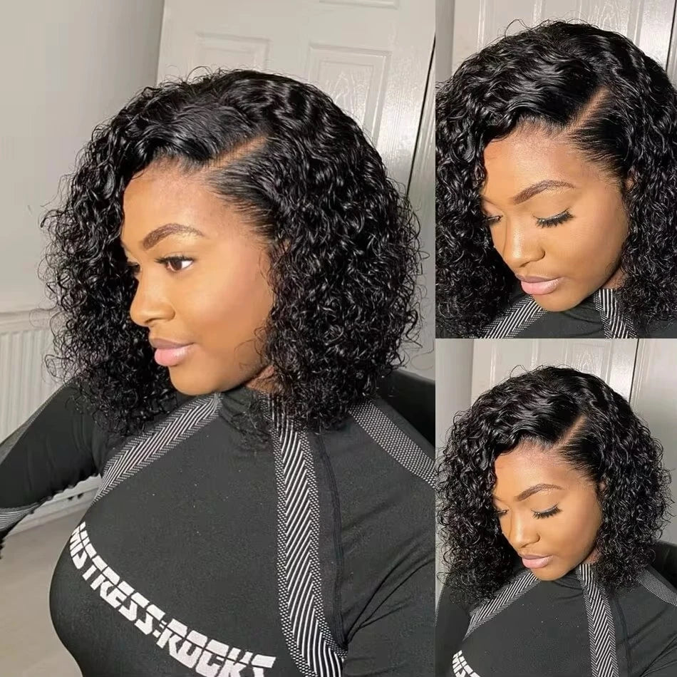 Short Bob Wig Curly Wigs Glueless Pre Plucked Human Hair Wigs Ready To Go 5X5 Pre Cut Wig 4X4 Deep Wave Closure Wigs For Women