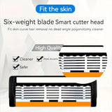 6-Layers Safety Razor Set High Quality Men Razor Sharp Stainless Steel Shaving Changeable Shaver Head Blade ﻿