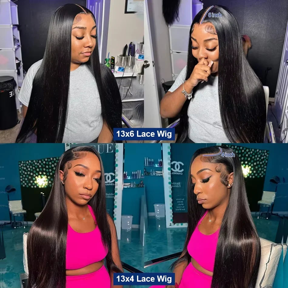 40 42 Inch 250 Density Frontal Wig For Black Women Brazilian Wigs Human Hair 5x5 Bone Straight HD Transparent Lace Front Wigs