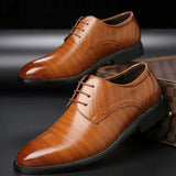 Men Dress Shoes Lace-Up Leather Shoes British Pointed Toe Office Oxford Shoes Wedding Party Flats Handmade Business Formal Shoe