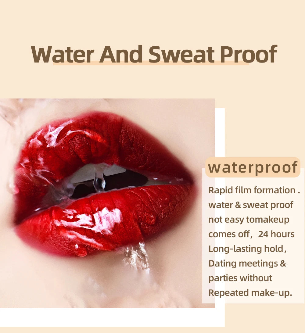 QIBEST Matte Liquid Lipstick Waterproof Long Lasting Velvet Lip Gloss Tint Tube Matte Nude Pigment Red Lipgloss Lips Makeup