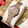 OLEVS 9943 Luxury Diamond Watch for Women Starry Sky Dial Elegant Stainless Steel Waterproof Luminous Quartz Wristwatch Ladies
