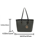 Fashion M Letter Print  Tote Bag PU Letter Pendant Large Capacity Handbag Water Resistant Shoulder Bag for Commuting Shopping