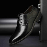 Men Dress Shoes Lace-Up Leather Shoes British Pointed Toe Office Oxford Shoes Wedding Party Flats Handmade Business Formal Shoe