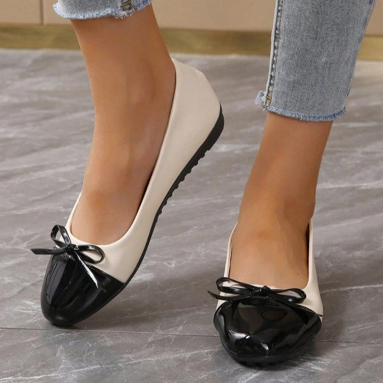 Women's Flat Shoes Comfort Non-slip Ladies Loafers Leather Flats Elegant Bowknot Women's Single Shoes
