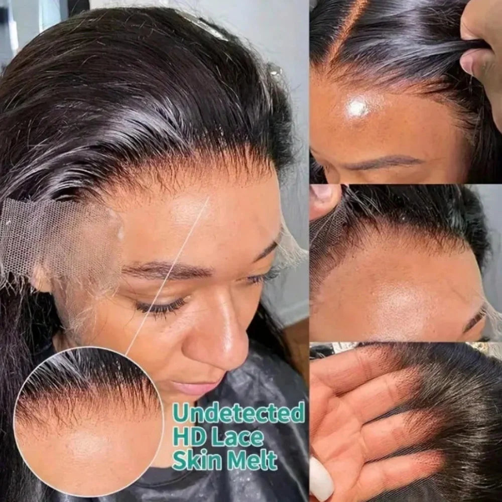 40 42 Inch 250 Density Frontal Wig For Black Women Brazilian Wigs Human Hair 5x5 Bone Straight HD Transparent Lace Front Wigs