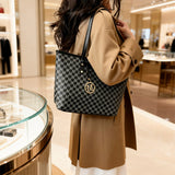 Fashion M Letter Print  Tote Bag PU Letter Pendant Large Capacity Handbag Water Resistant Shoulder Bag for Commuting Shopping